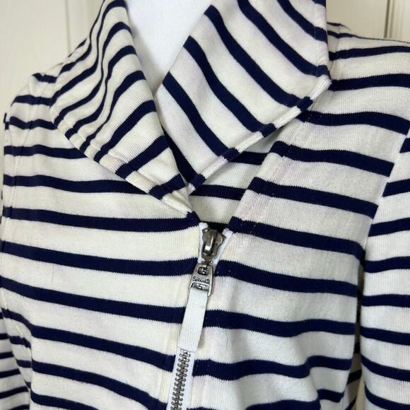 Splendid 100% Cotton Knit Moto Jacket Zipper Stripe Double Breasted Small - Picture 2 of 10